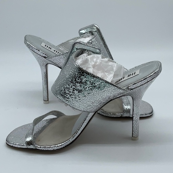 ATTICO Ester Crackled Metallic-leather Mules In Silver - Picture 7 of 16